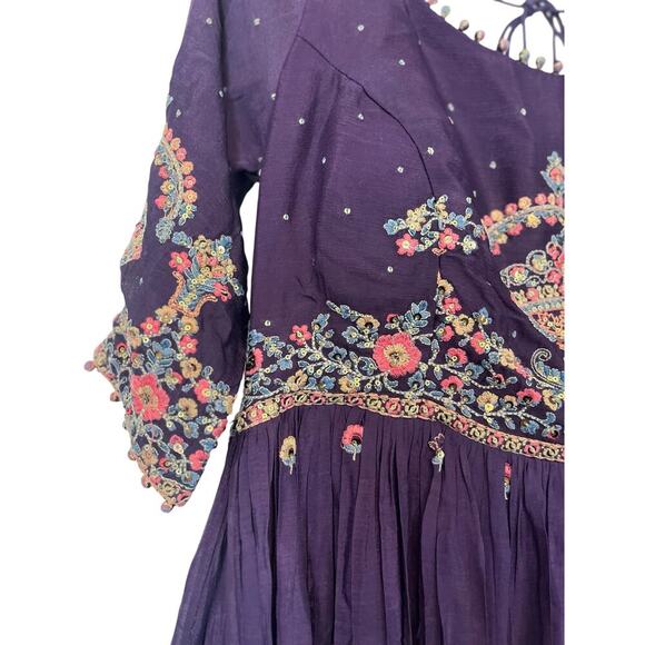 NWT Virmoya Wine Anarkali Suit with Beaded Sash size XL - Picture 3 of 14